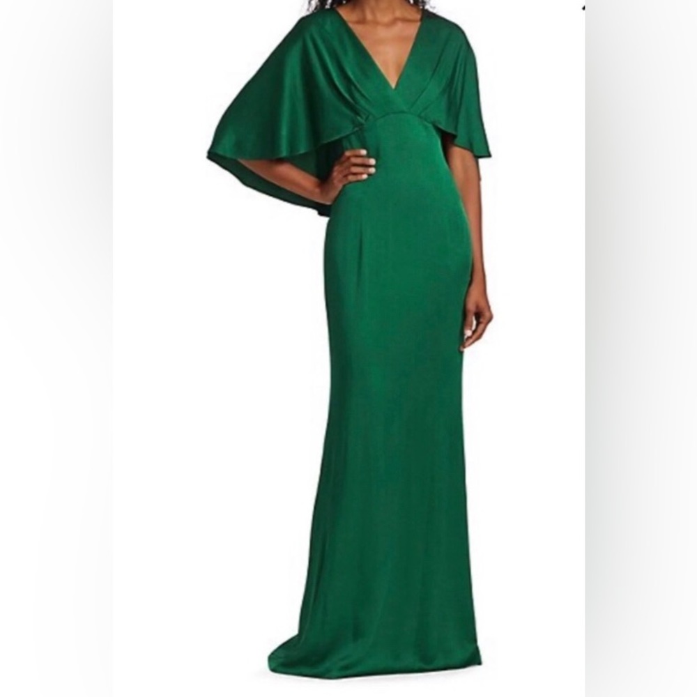 NWT Rickie Freeman for Teri John Green Waterfall Back Formal Maxi Dress Size 10